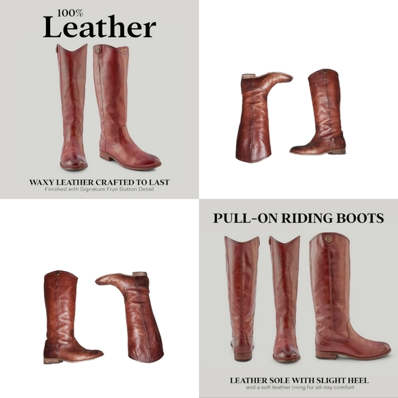 Frye Melissa Button 2 Equestrian-Inspired Tall Boots SZ 8 B Cognac Made in Mexic - Picture 2 of 16